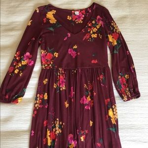 Old Navy Maroon Floral MIDI Dress M
